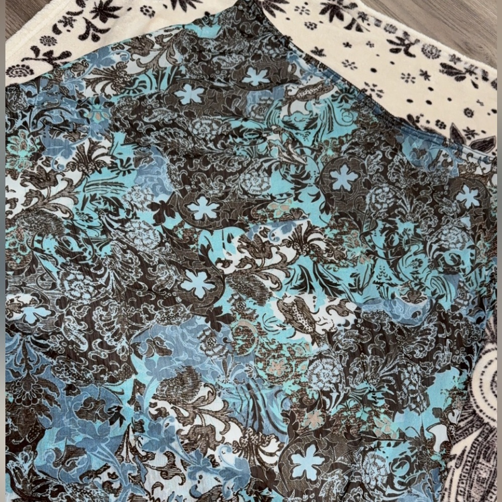 VTG 90s Ralph Lauren Richard New Y2K Floral Midi Flowy Mesh Overlay Skirt Large - Picture 3 of 5